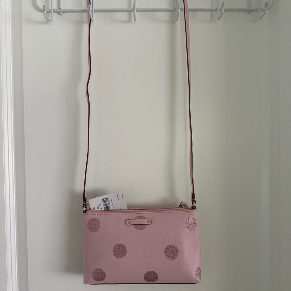 Kate Spade Pink Glitter Polka Dot Crossbody Bag